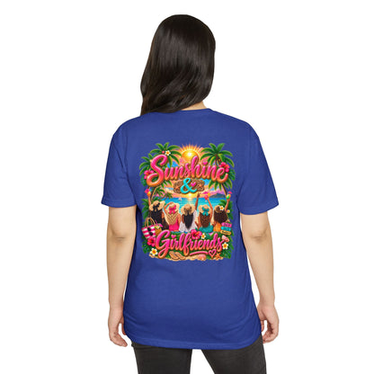 Sunshine & Girlfriends Beach T-Shirt — Tropical Vacation Tee for Friends