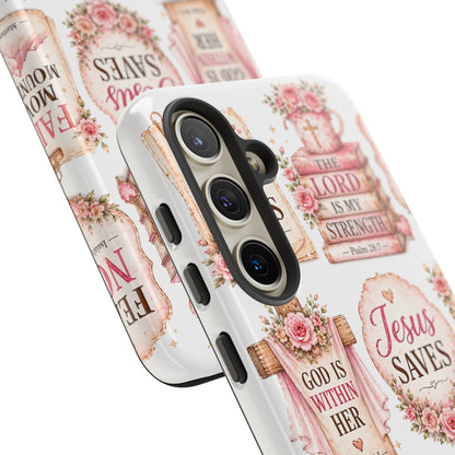 Faith Phone Case — 'Jesus Saves' Floral Christian Scripture iPhone Case