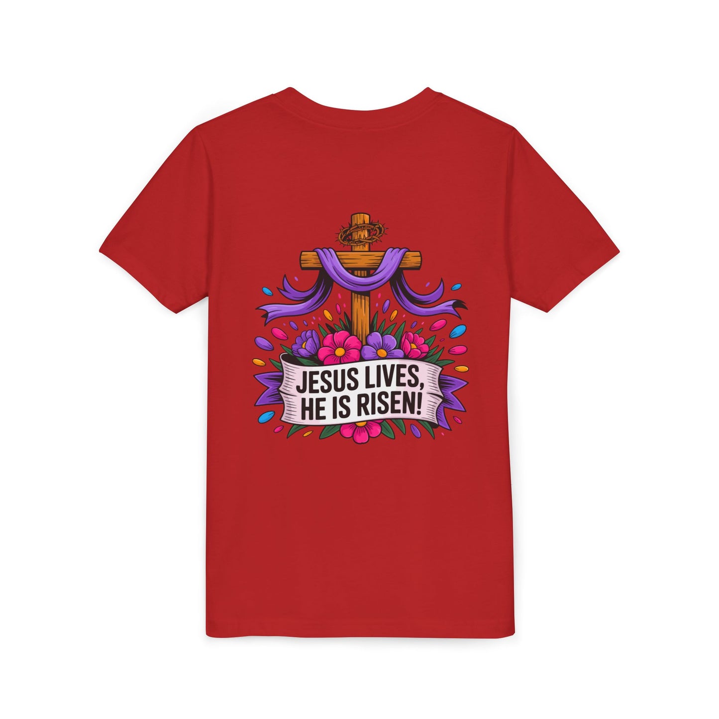Youth Tee — "Jesus Lives, He Is Risen!" Easter Christian Tee