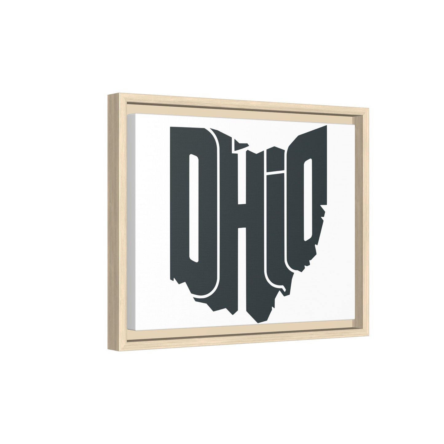 Ohio State Silhouette Matte Framed Canvas — Modern State Wall Art