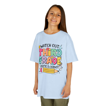 Third Grade Back to School Kids Tee — "Watch Out Third Grade Here I Come"