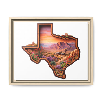 Framed Texas Landscape Matte Canvas — Desert Sunset State Art Print