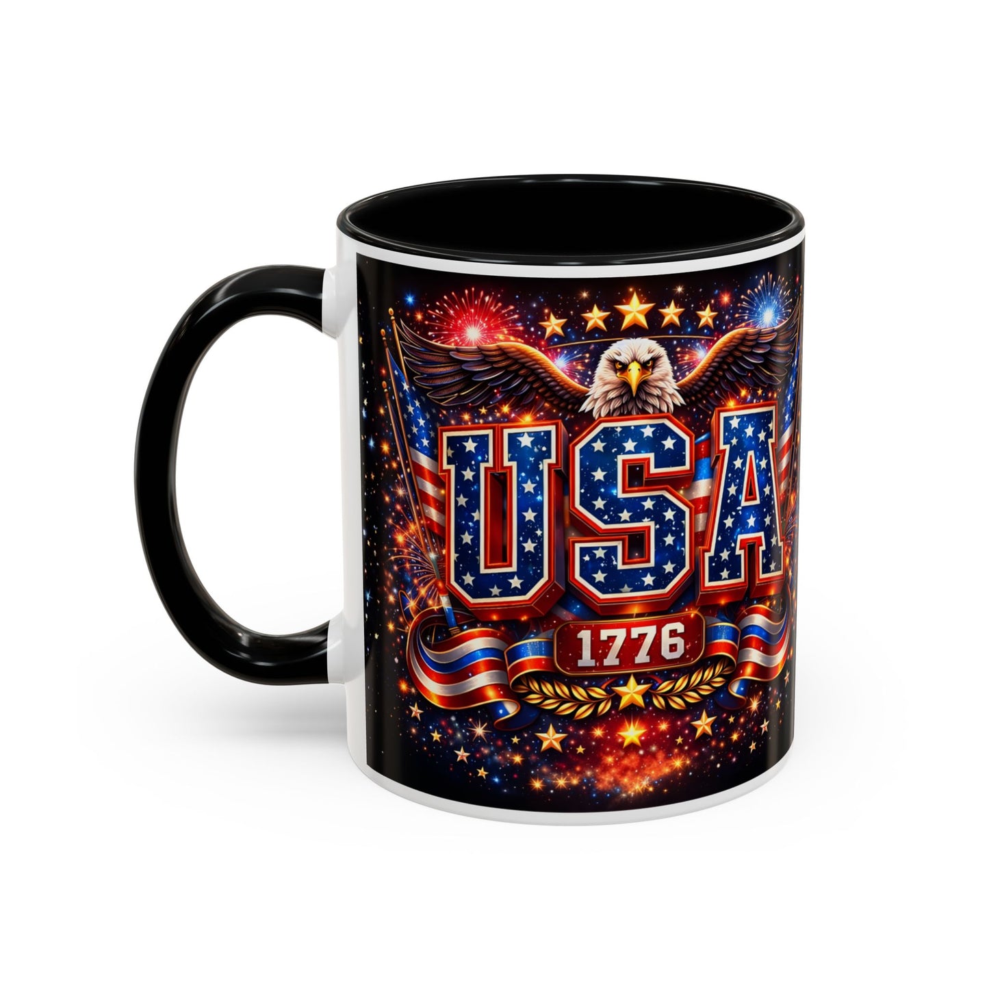 USA Eagle Coffee Mug – Patriotic 1776 Accent Mug (11/15oz)