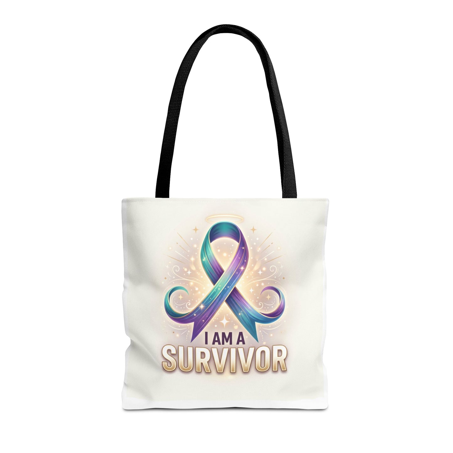Survivor Ribbon Tote Bag - "I Am a Survivor" Awareness Reusable Shopper