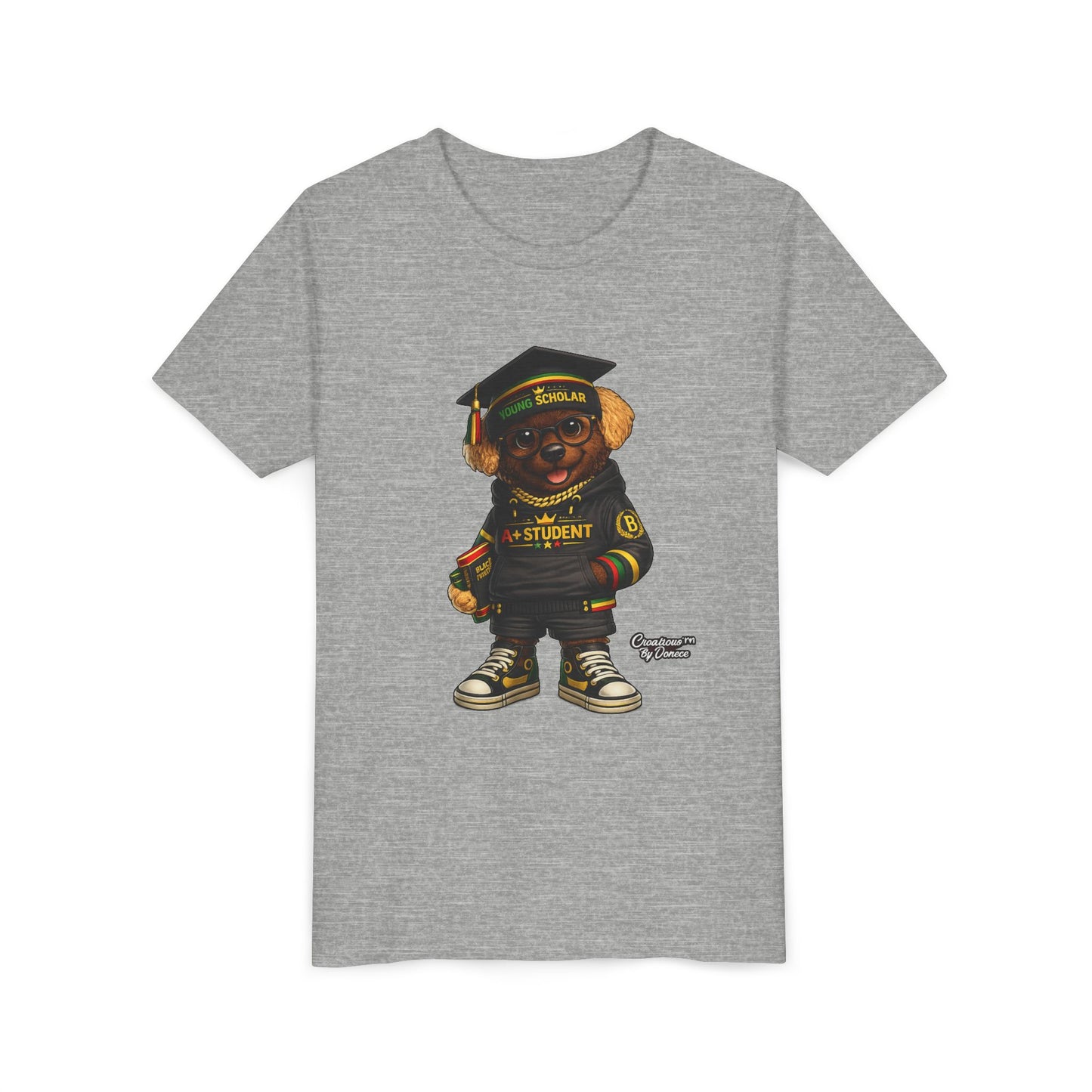 Youth Tee — Scholar Student Bear Graduation Graphic