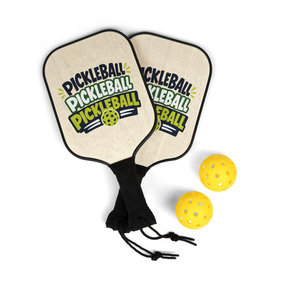 Pickleball Paddle Set – 'PICKLEBALL PICKLEBALL PICKLEBALL' Graphic Paddle & Balls Kit