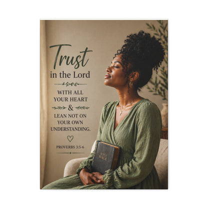 Trust in the Lord Wall Canvas — Proverbs 3:5-6 Inspirational Faith Print