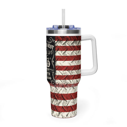 40oz Vacuum Tumbler - "World's Best No.1 Dad" American Flag Travel Mug