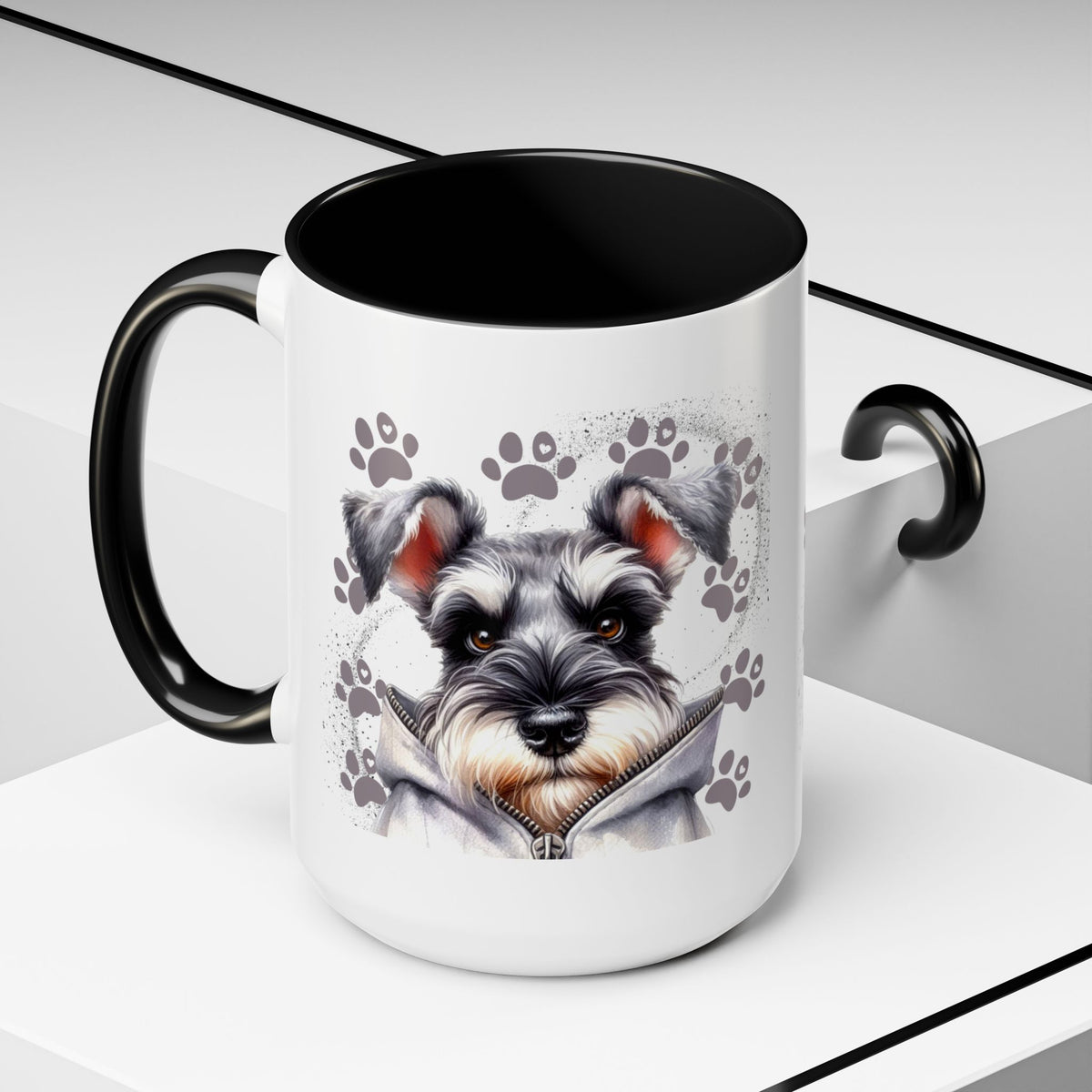 Schnauzer Paw Print Accent Coffee Mug (11/15oz)