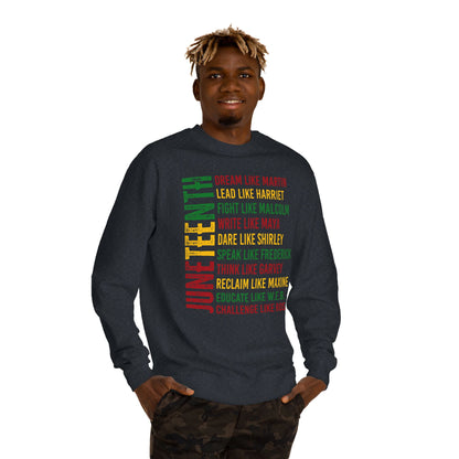 Juneteenth Icons Sweatshirt — "Lead Like Harriet, Fight Like Malcolm" Heritage Crewneck