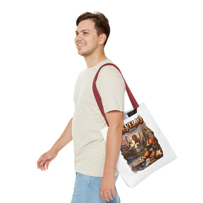 Cleveland Cityscape Tote Bag — Vintage Ohio Skyline & Sports Montage