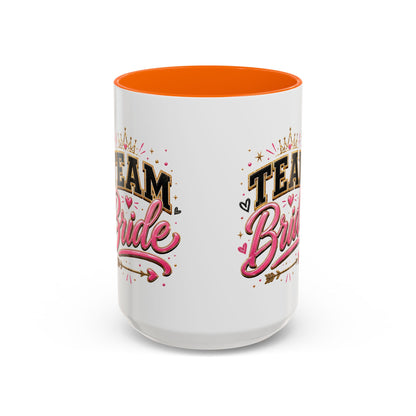 Team Bride Accent Coffee Mug — Pink & Gold Bachelorette Bridal Shower Gift (11/15 oz)