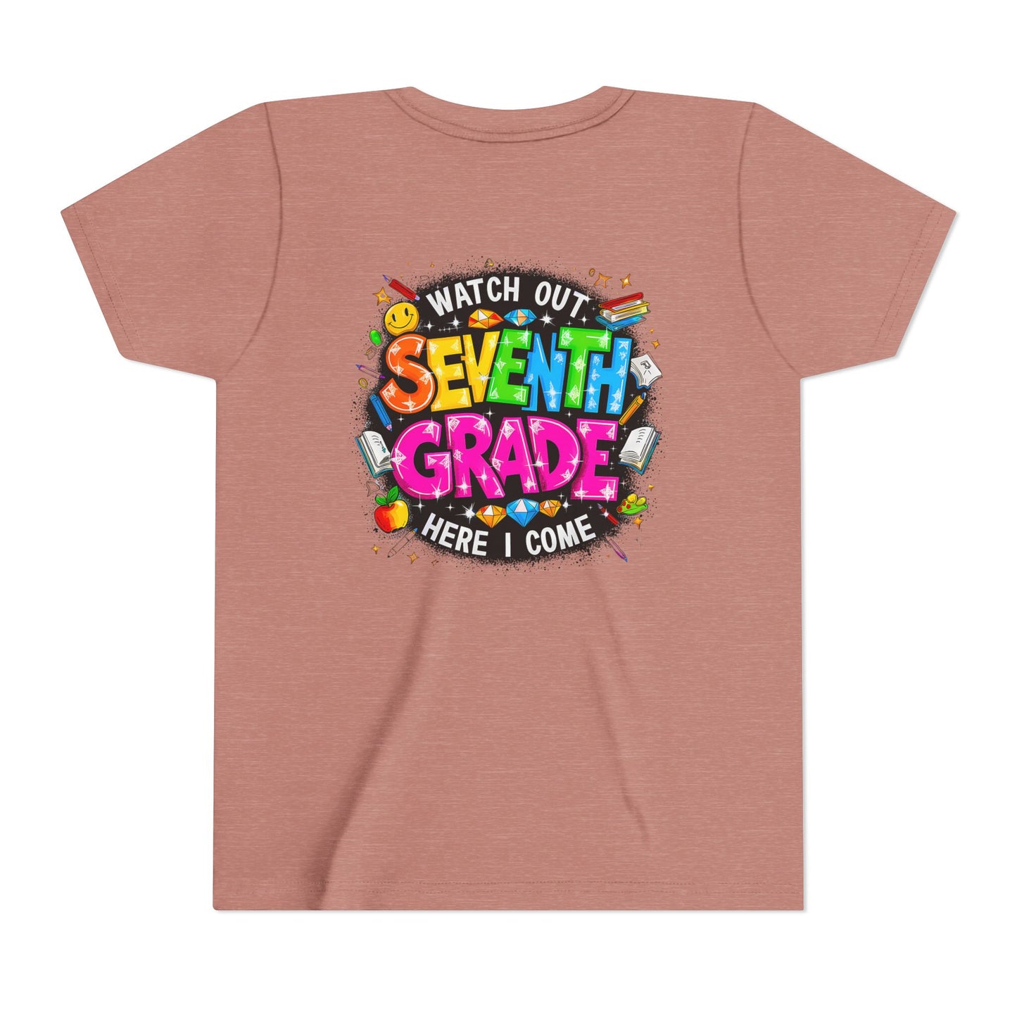Seventh Grade Kids T-Shirt – “Watch Out Seventh Grade Here I Come” Back-to-School Tee