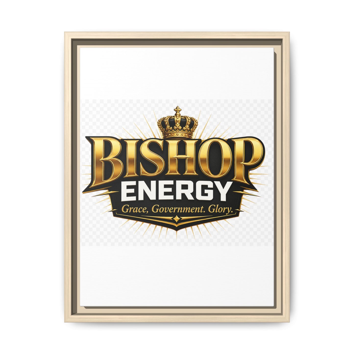 Framed Canvas Art - "Bishop Energy" Gold Crown Logo (Matte)