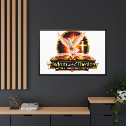 Framed Canvas Print — "Wisdom and Theology" Dove & Bible Wall Art