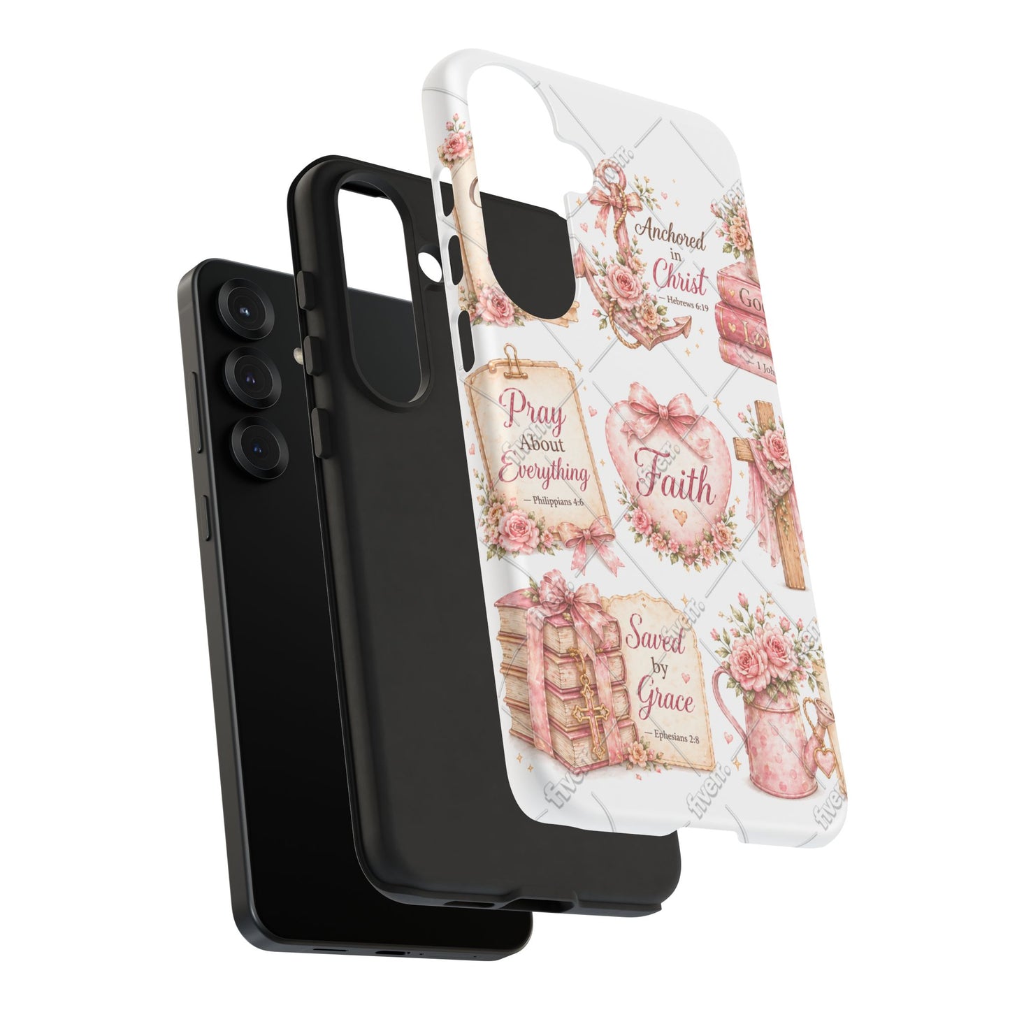 Faith Floral Phone Case – Christian Inspirational Scripture iPhone Cover (Choose Joy, Pray, Faith)