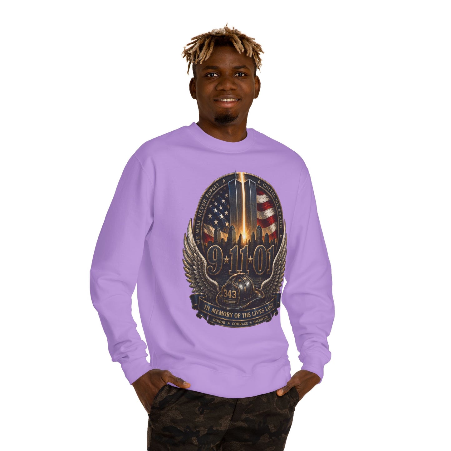 9/11 Memorial Crewneck Sweatshirt — Tribute to Fallen Heroes