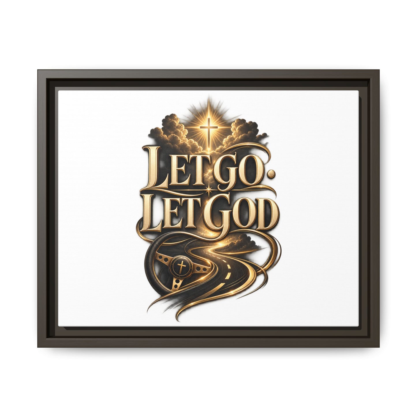 Let Go, Let God Framed Canvas Wall Art — Inspirational Christian Decor