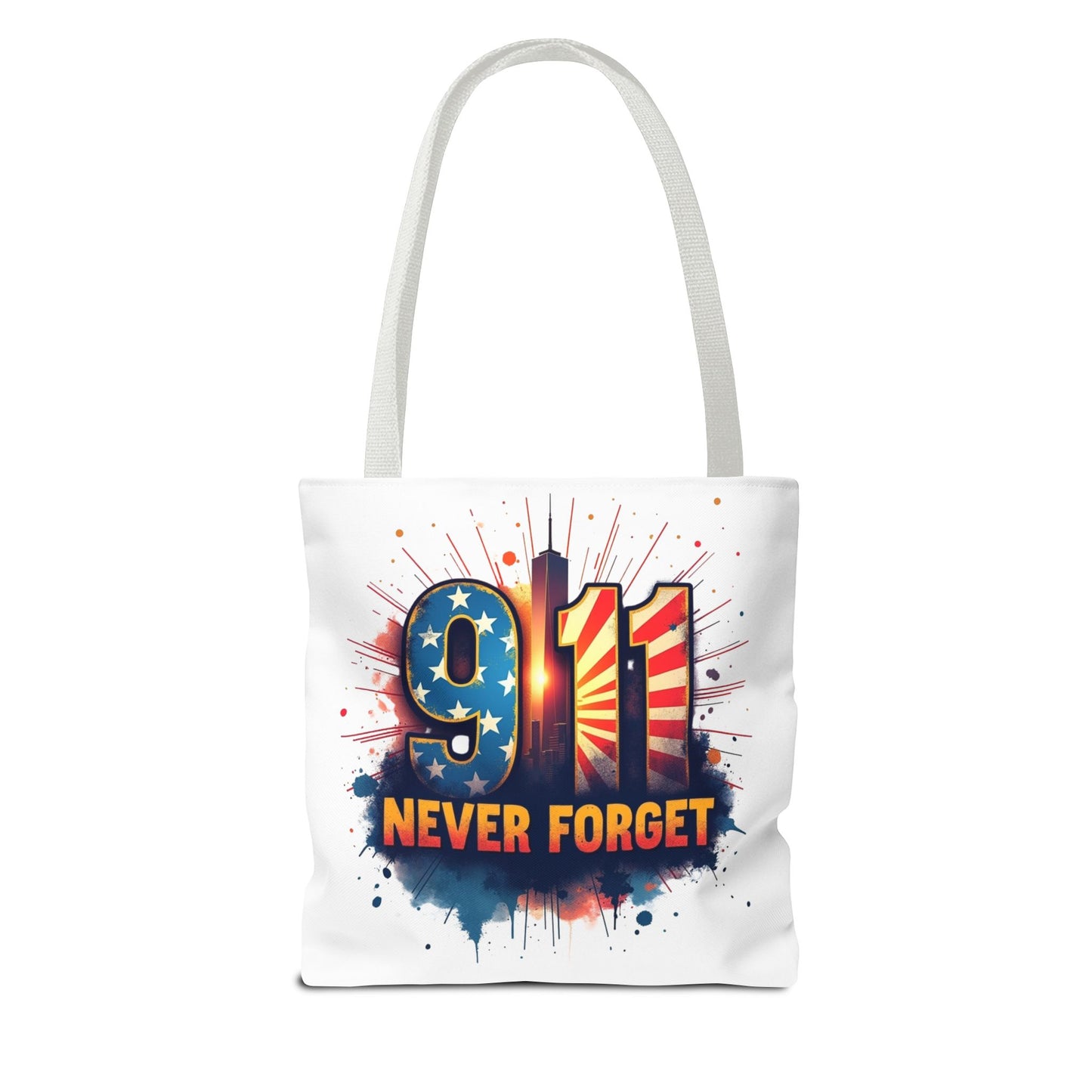 9/11 Never Forget Tote Bag — Patriotic Memorial Tribute Tote