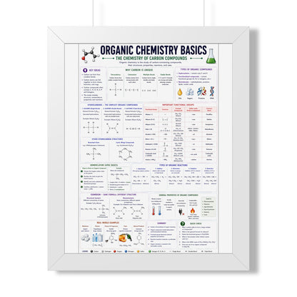 Organic Chemistry Basics Framed Poster — Study Reference Chart for Students