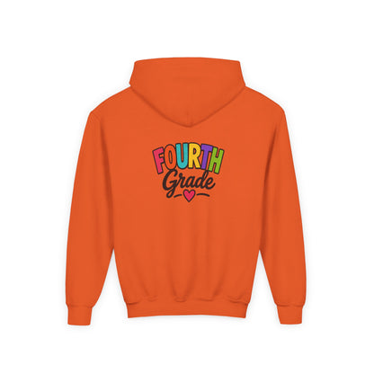 Fourth Grade Hoodie — Colorful Kids School Sweatshirt (“Fourth Grade” with Heart)