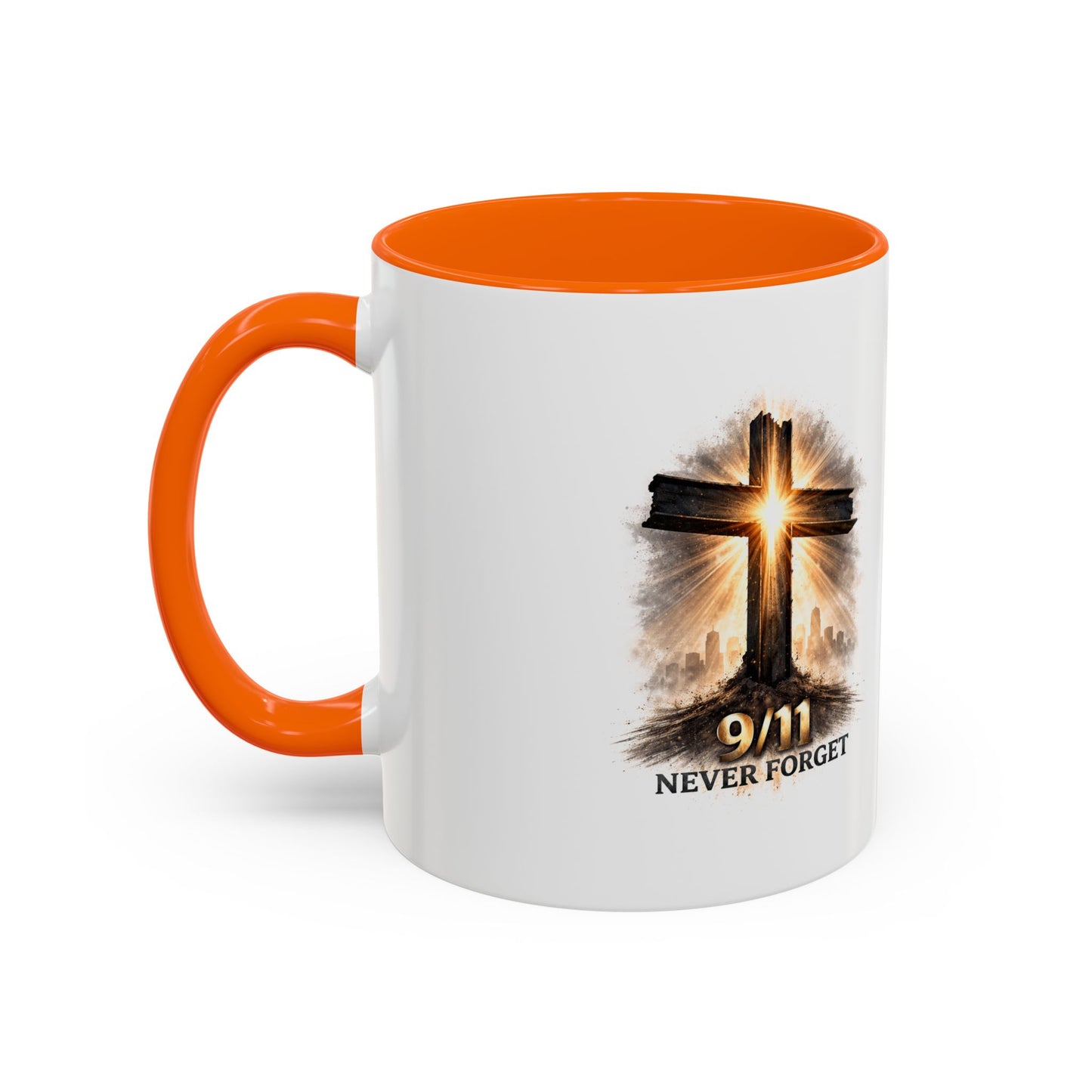 9/11 Never Forget Coffee Mug — Religious Memorial Accent Mug