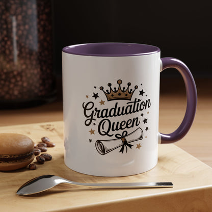 Graduation Queen Accent Coffee Mug — 11/15oz Ceramic Gift with Crown & Diploma Design