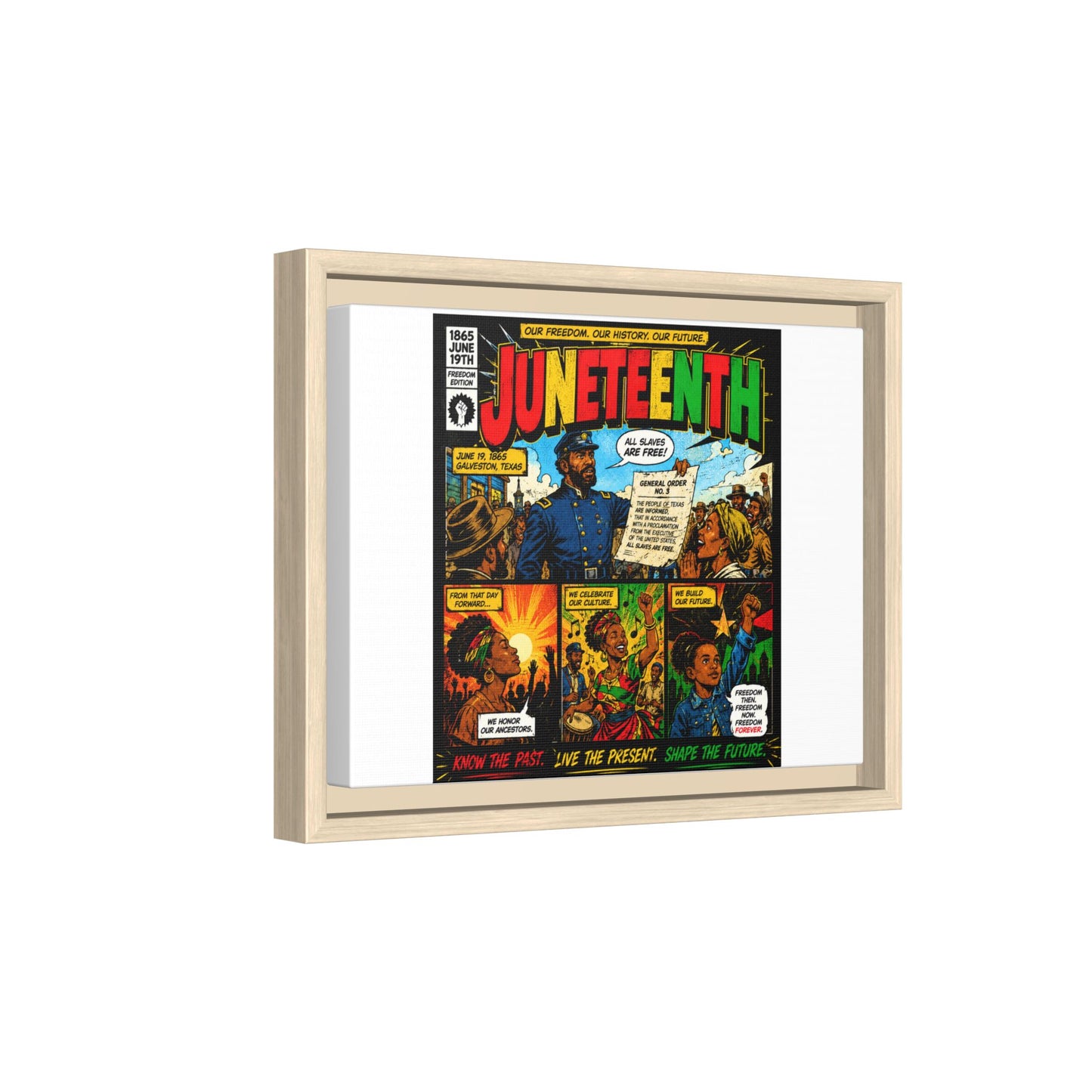Juneteenth Comic Art Canvas - Framed Matte Wall Decor