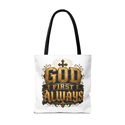God First Always Tote Bag — Christian Faith Inspirational Canvas Tote