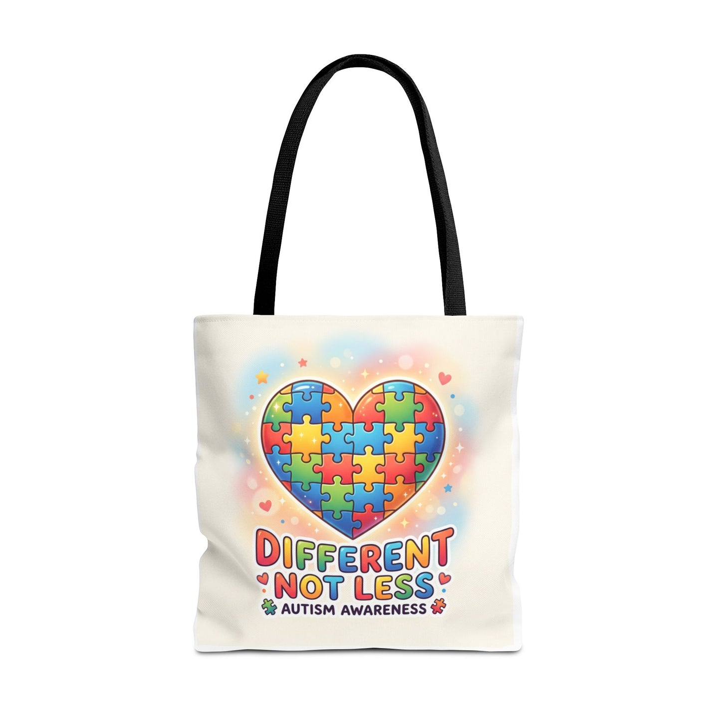 Autism Awareness Tote Bag — "Different Not Less" Puzzle Heart Design