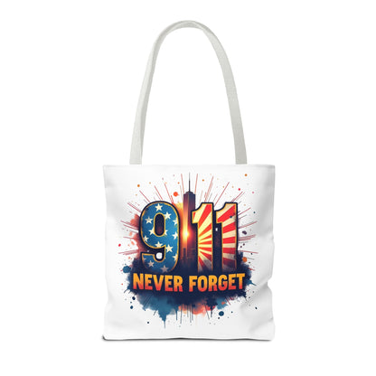 9/11 Never Forget Tote Bag — Patriotic Memorial Tribute Tote