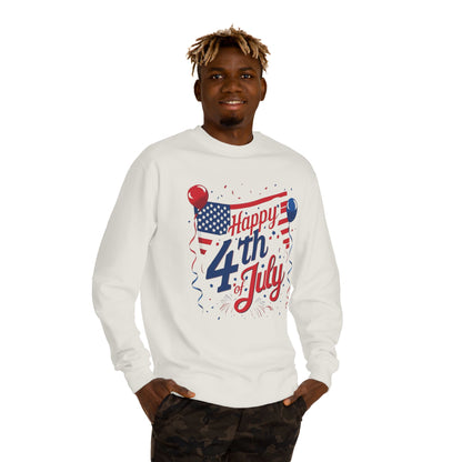 Happy 4th of July Crewneck Sweatshirt — Patriotic American Flag Design