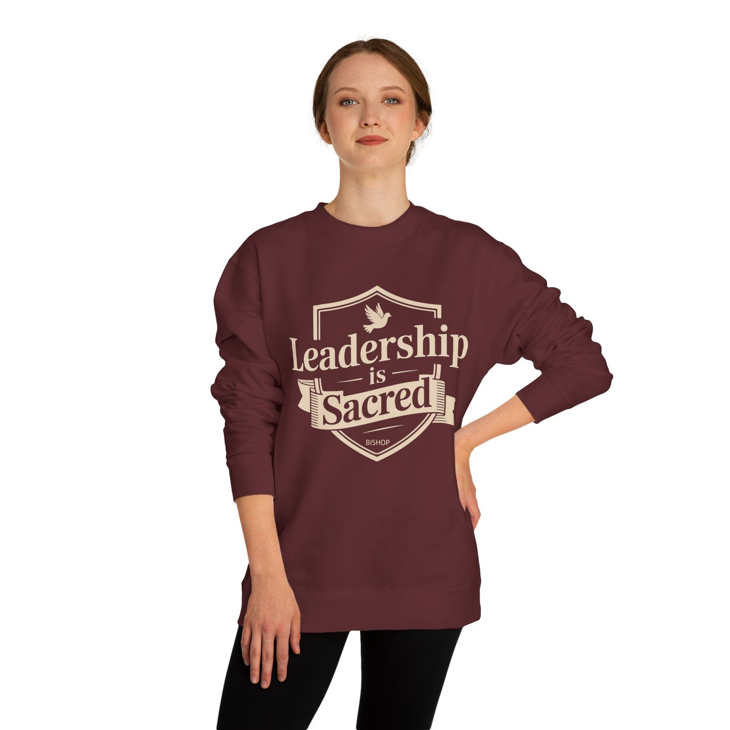 Leadership Is Sacred Crewneck Sweatshirt – Inspirational Christian Faith Quote Pullover