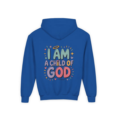 Youth Hoodie — "I Am a Child of God" Inspirational Kids Hooded Sweatshirt