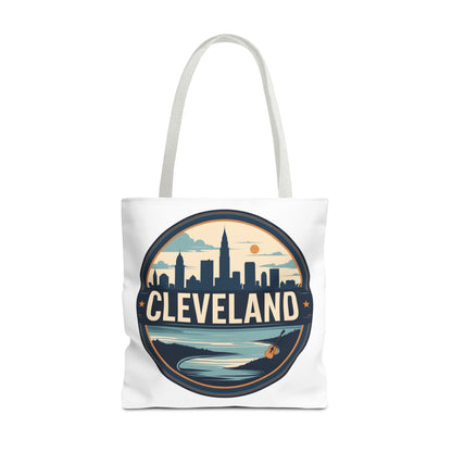 Cleveland Skyline Tote Bag — Vintage Cityscape Beach Design