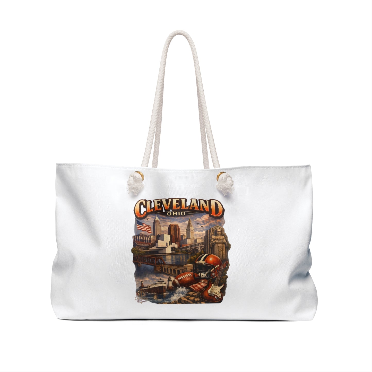 Cleveland Ohio Weekender Bag – Vintage Cityscape Travel Tote