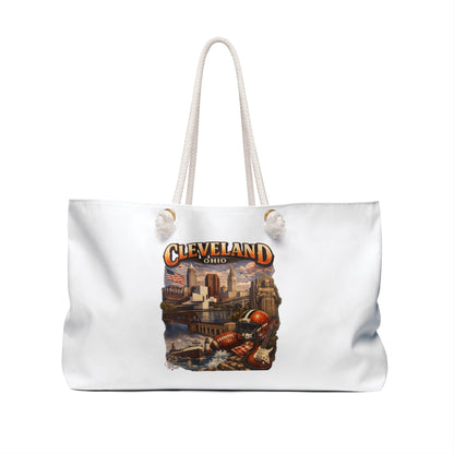 Cleveland Ohio Weekender Bag – Vintage Cityscape Travel Tote