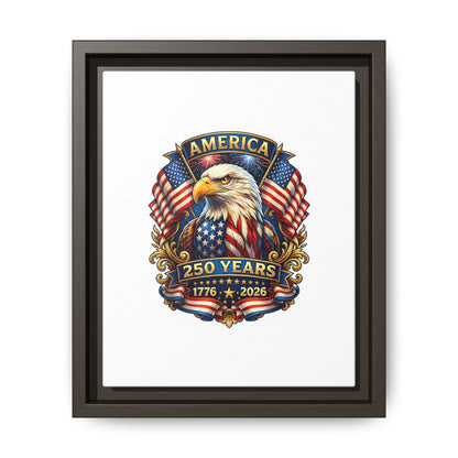 America 250th Anniversary Framed Canvas — Patriotic Bald Eagle Wall Art