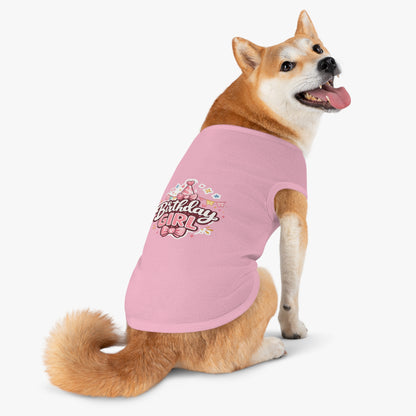 Birthday Girl Pet Tank Top - Pink Party Hat Dog/Cat Tee
