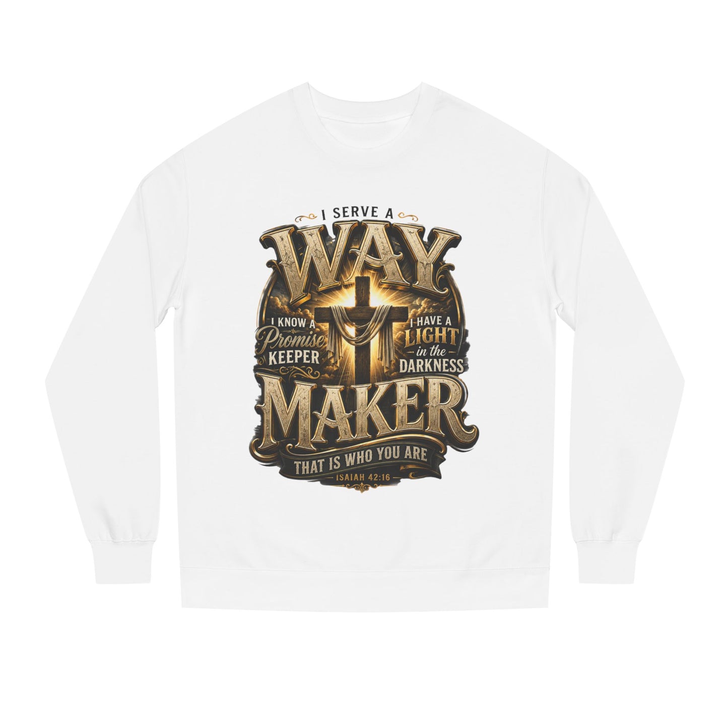 Way Maker Christian Sweatshirt — 'I Serve a Way Maker' Inspirational Crewneck