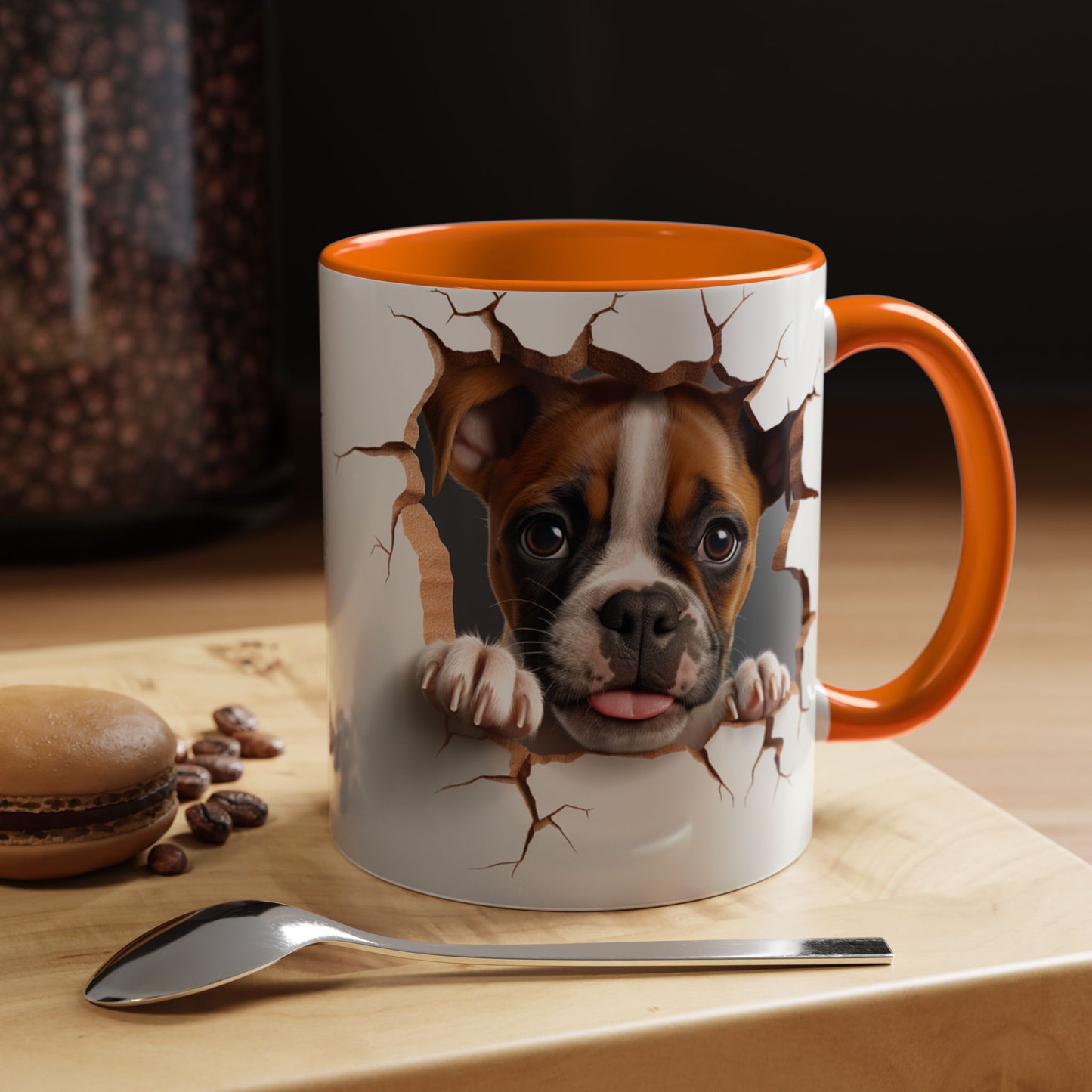 Boxer Puppy Peeking Coffee Mug — Cute Dog 11/15oz Accent Mug