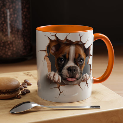 Boxer Puppy Peeking Coffee Mug — Cute Dog 11/15oz Accent Mug