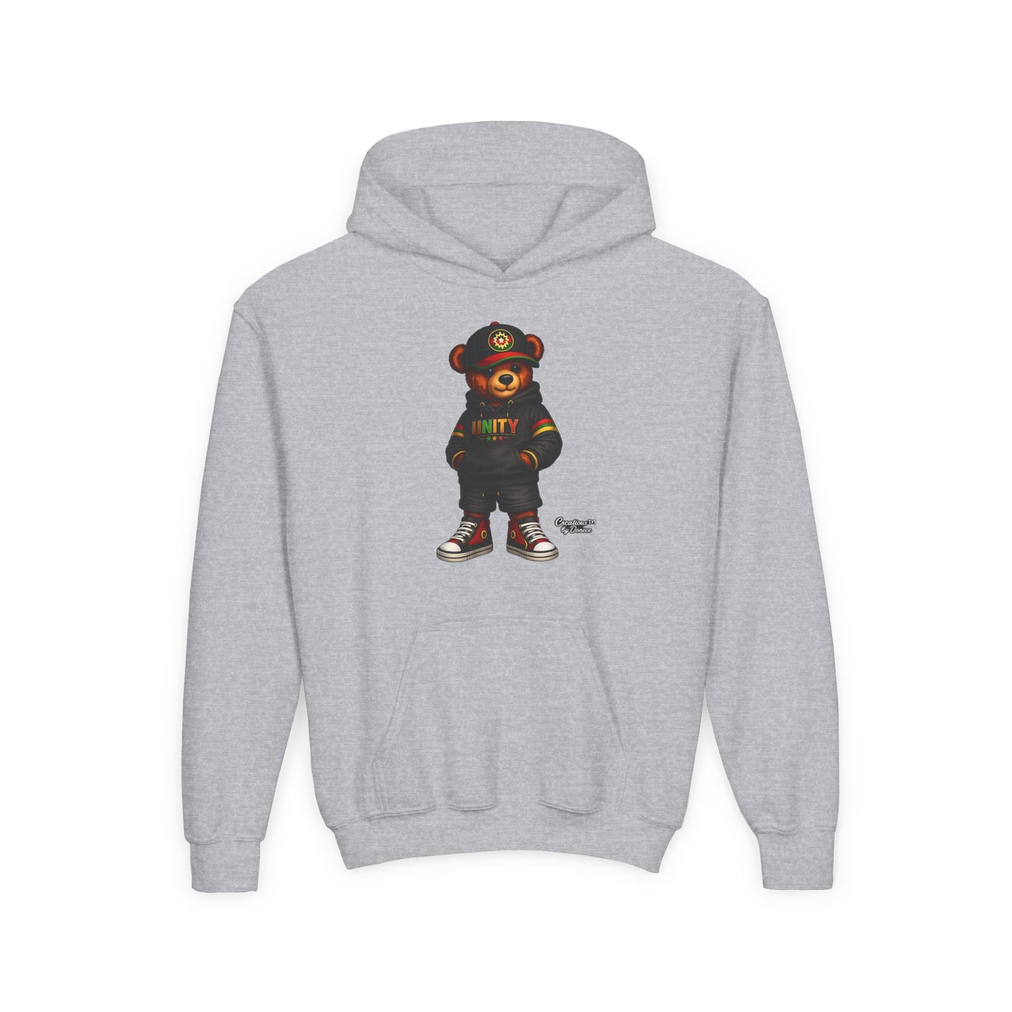 Youth Hoodie — Cool Streetwear Bear Graphic “UNITY”