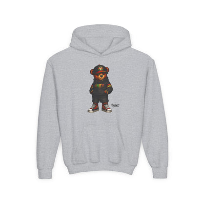 Youth Hoodie — Cool Streetwear Bear Graphic “UNITY”