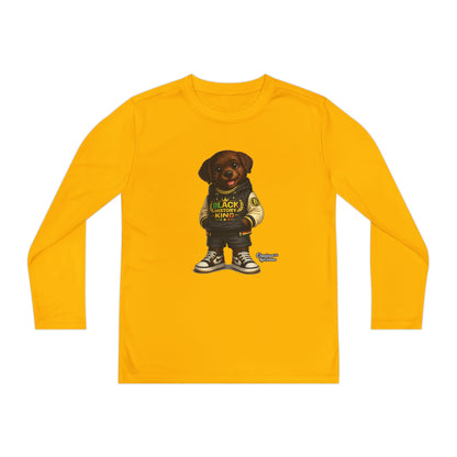 Youth Long Sleeve Tee — 'Lil Black Lab' Cute Puppy Graphic Shirt