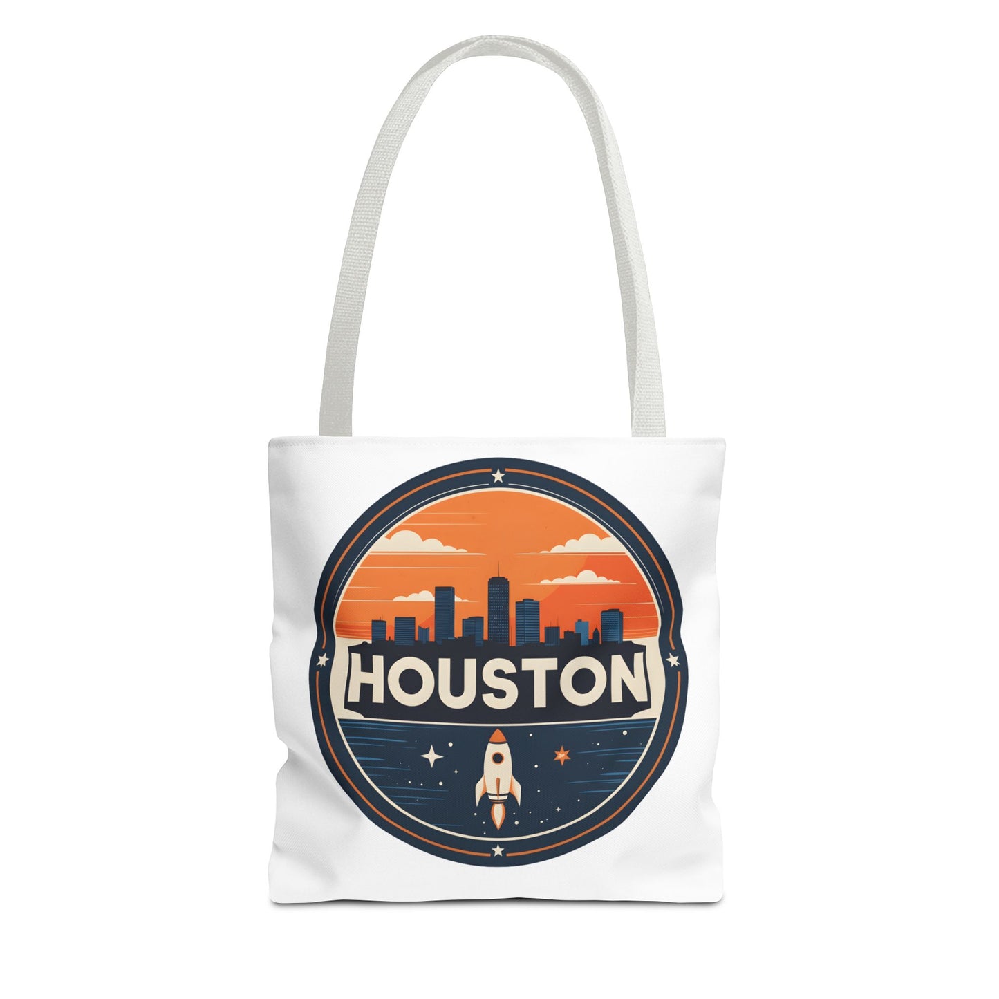 Houston Skyline Rocket Tote Bag – Retro Space City Canvas Tote