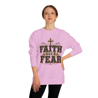 Faith Over Fear Sweatshirt — Christian Cross Inspirational Crewneck