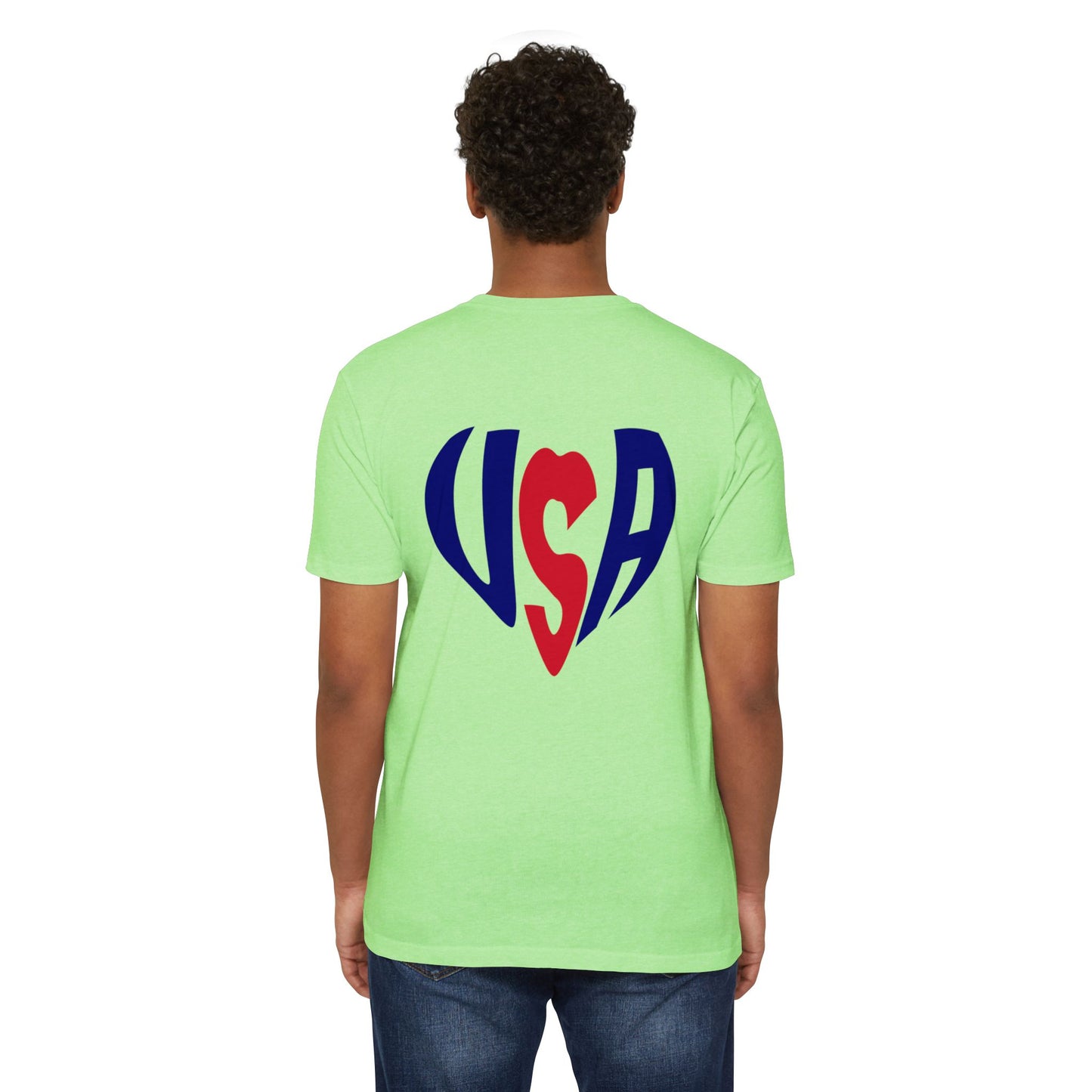 USA Heart T-Shirt — Patriotic Red & Blue Tee for 4th of July