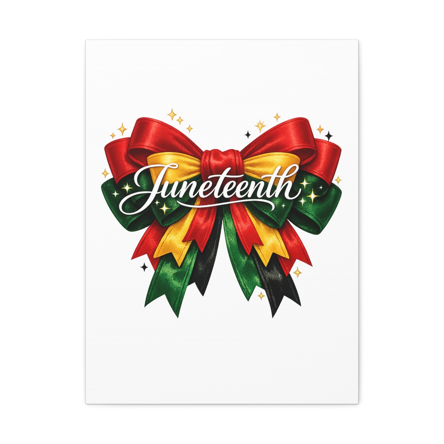 Juneteenth Celebration Stretched Canvas — Pan-African Ribbon Wall Art