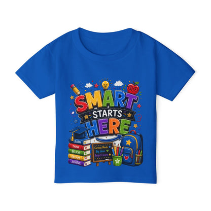 Toddler T-Shirt - "Smart Starts Here" Back-to-School Schoolhouse Design